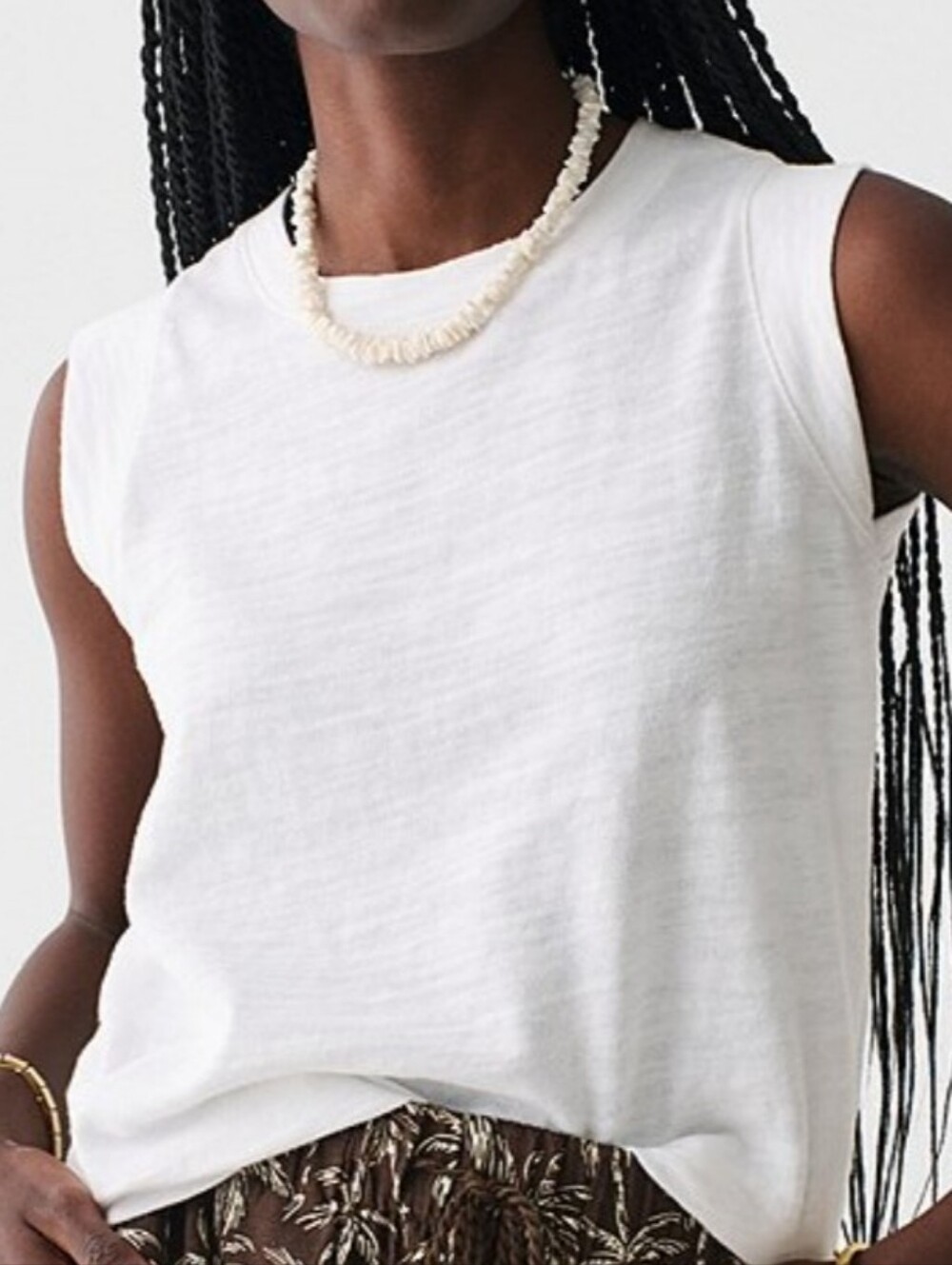 Nwt FAHERTY Muscle Tank Sun Wash Boho Classic White Sleeveless Crewneck Tank Top - Picture 3 of 16